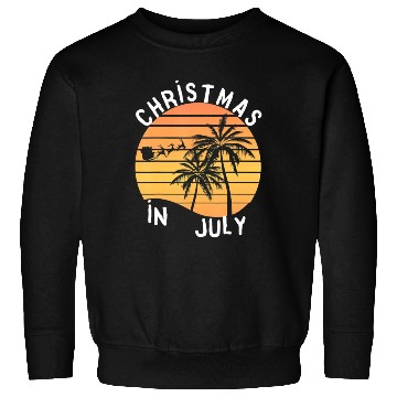 Discover Christmas In July Santa Sledge Sunset Palm Summer Sweatshirts