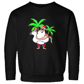 Discover Christmas In July Santa on Vacation Unicorn Pool Sweatshirts