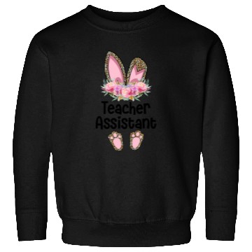 Discover Easter Bunny Ear Teacher Leopard Teacher Assistant Sweatshirts