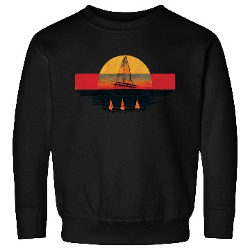 Discover Vintage Grunge Sailboat Sunset Painting Sweatshirts