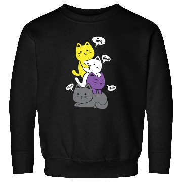 Discover Nonbinary They Their Them Meow Non-Binary Flag Sweatshirts