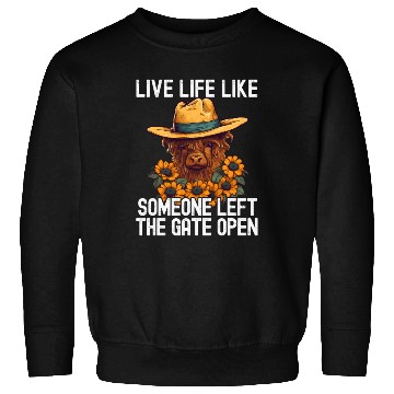 Discover Cory Heifer Highland Cow With Sunflowers Farm Sweatshirts