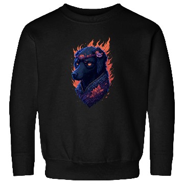 Discover Burning Ninja Dog With Flower Wreath Sweatshirts