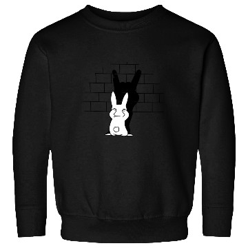Discover Rabbit Hand Shadow Rock And Roll Bunny Sweatshirts