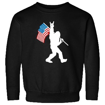 Discover Bigfoot Rock And Roll Usa Flag For Sasquatch Belie Sweatshirts