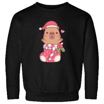 Discover Cute Capybara In Christmas Stocking With Candy Sweatshirts