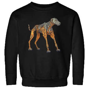 Discover Doberman Cyborg Dog in Orange Sweatshirts