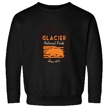 Discover Glacier National Park Us Flag Grizzly Bear Sweatshirts