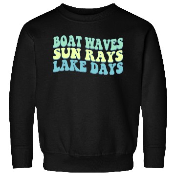 Discover Boat Wave Sun Rays Lake Days Summer Beach Blue Sweatshirts