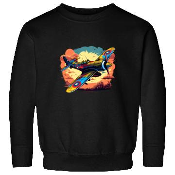 Discover Spitfire Airplane Vintage Pilot Aviator Military Sweatshirts