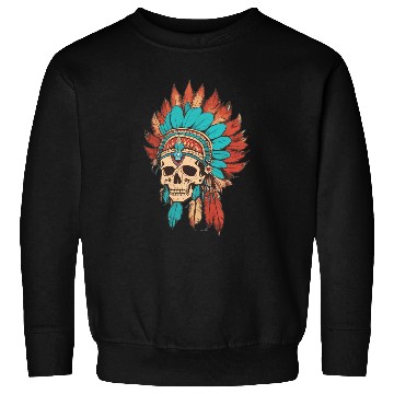 Discover Native American skull with traditional costume wit Sweatshirts