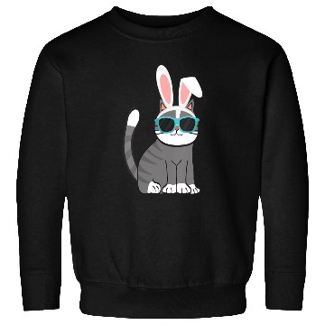 Discover Happy Easter Cat With Bunny Ears And Glasses Sweatshirts