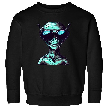 Discover Cool Green Alien with Sunglasses Sweatshirts