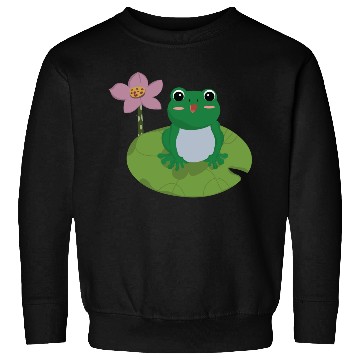 Discover Green Frog on Lotus Leaf vector. Sweatshirts