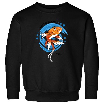 Discover Save The Ocean Orange Fish Blue Waves Environment Sweatshirts