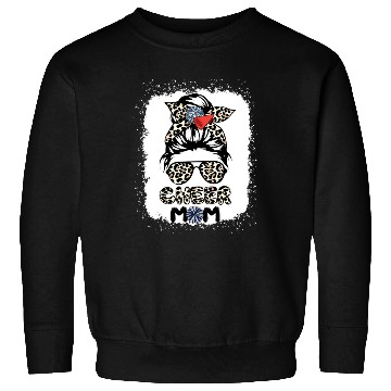 Discover Cheer Mom Leopard Messy Bun Cheerleader Bleached M Sweatshirts