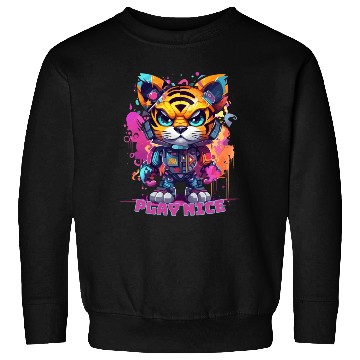 Discover Play Nice Sweatshirts: Robot Tiger Synthwave Graffiti Kids