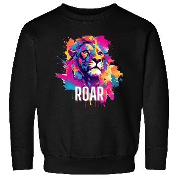 Discover Roar Sweatshirts: Lion Synthwave Graffiti Kids Sweatshirts