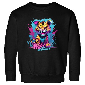 Discover Vibrant Synthwave Sabertooth Tiger Graffiti Kids Sweatshirts
