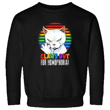 Discover Claws Out for Homophobia Rainbow Angry LGBT Cat Sweatshirts