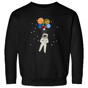 Discover Astronaut Holding Planet Balloons of Solar System Sweatshirts