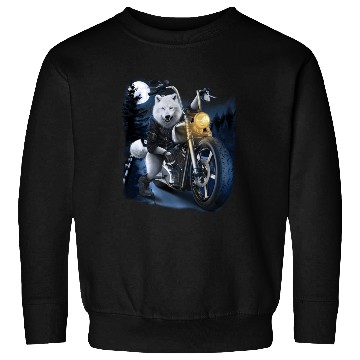 Discover Wolf Riding Chopper Motorcycle In Full Moon Sweatshirts