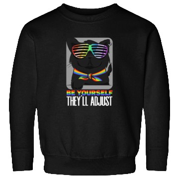 Discover Be Yourself They'll Adjust Rainbow Cat Feline Sweatshirts
