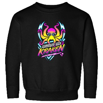 Discover Release The Kraken Retro Neon Synthwave 80s 90s Sweatshirts