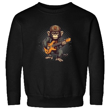 Discover Monkey Chimpanzee Playing Acousitc Rock Guitar Sweatshirts