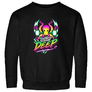 Discover Squat Deep Kraken Retro Neon Synthwave 80s 90s Sweatshirts