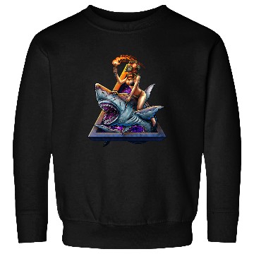 Discover Diver girl retro and angry shark #2 Sweatshirts