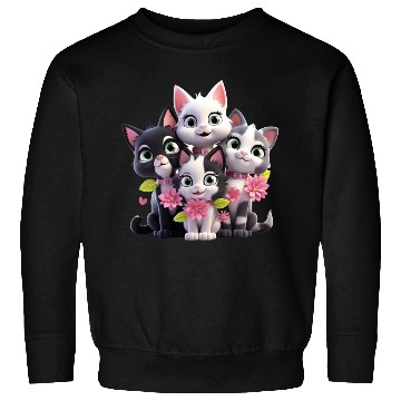 Discover Cute Cats with Flowers 3D Ai Art Sweatshirts