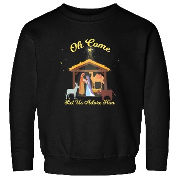 Discover Let Us Adore Him - Advent Nativity Scene North Sweatshirts