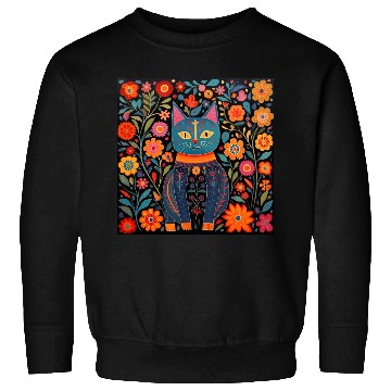 Discover Folk Art Cat Floral Sweatshirts
