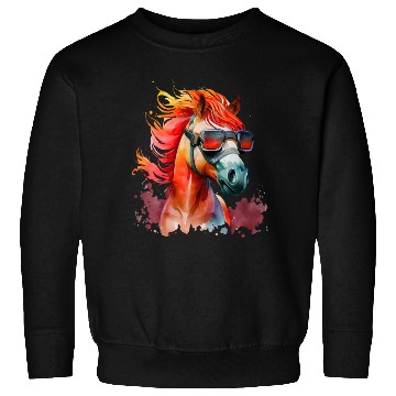 Discover Watercolor Cute Horse Superstar Horse Head Ai Art Sweatshirts