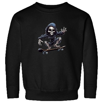 Discover Embrace the Afterlife on Wheels: Grim Reaper Skate Sweatshirts