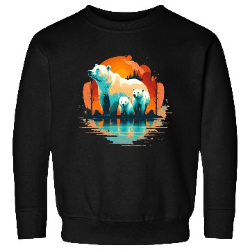 Discover Polar Bear with cubs, Snow Spectrum Sweatshirts