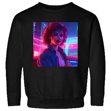 Discover Synthwave Girl - Vibrant Anime Car Artwork Sweatshirts