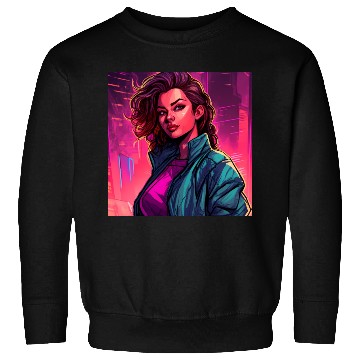 Discover Synthwave City Bloom - Neon Pink Cityscape Sweatshirts