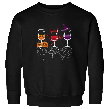 Discover Halloween Red Wine Glass Pumpkin Devil Witch Sweatshirts