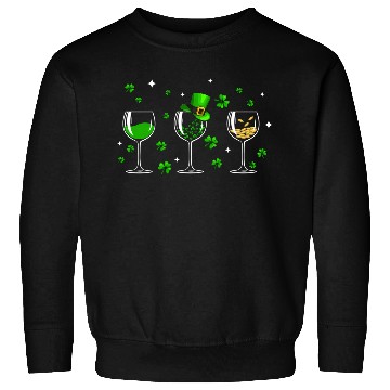 Discover Three Wine Glasses Clover Shamrock St Patrick Day Sweatshirts
