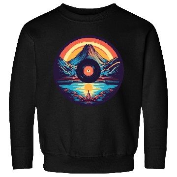 Discover Retro Mountain Landscape: Vinyl Meets Art Sweatshirts