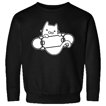 Discover Angry Cat And Skateboard Skateboarding Outline Sweatshirts