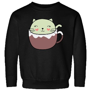 Discover Mint Hot Cocoa Cat in Coffee Mug Sweatshirts