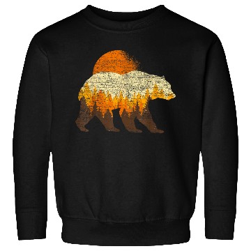 Discover Full Moon Trees Wildlife Forest Bear Lover Sweatshirts