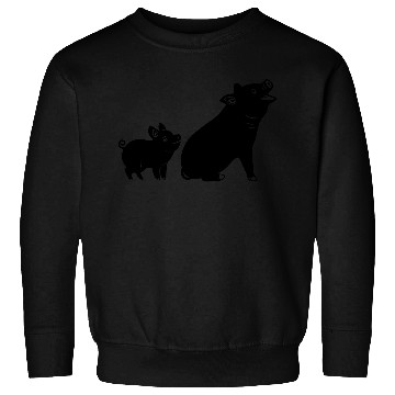 Discover Cheerful pig with piglet logo Sweatshirts