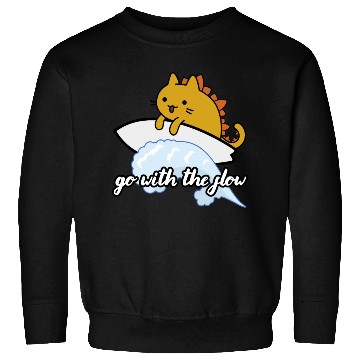 Discover Catzilla Surfer Surf Lover Go With The Flow Sweatshirts
