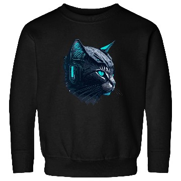 Discover Digital cyberpunk Cat artwork Sweatshirts