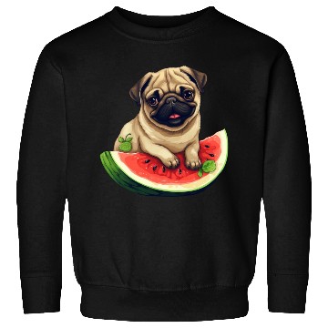 Discover Pug with Melon, Funny Summer Design for Dog Lovers Sweatshirts
