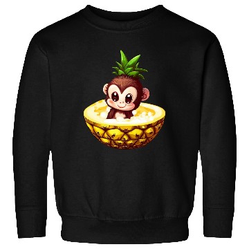 Discover Monkey Chimpanzee with Pineapple, Funny Tropical Sweatshirts